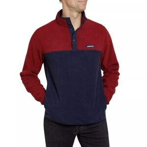 Lands’ End Navy Red Heritage Polar Fleece Snap Neck Pullover Men's Size XXL NWT